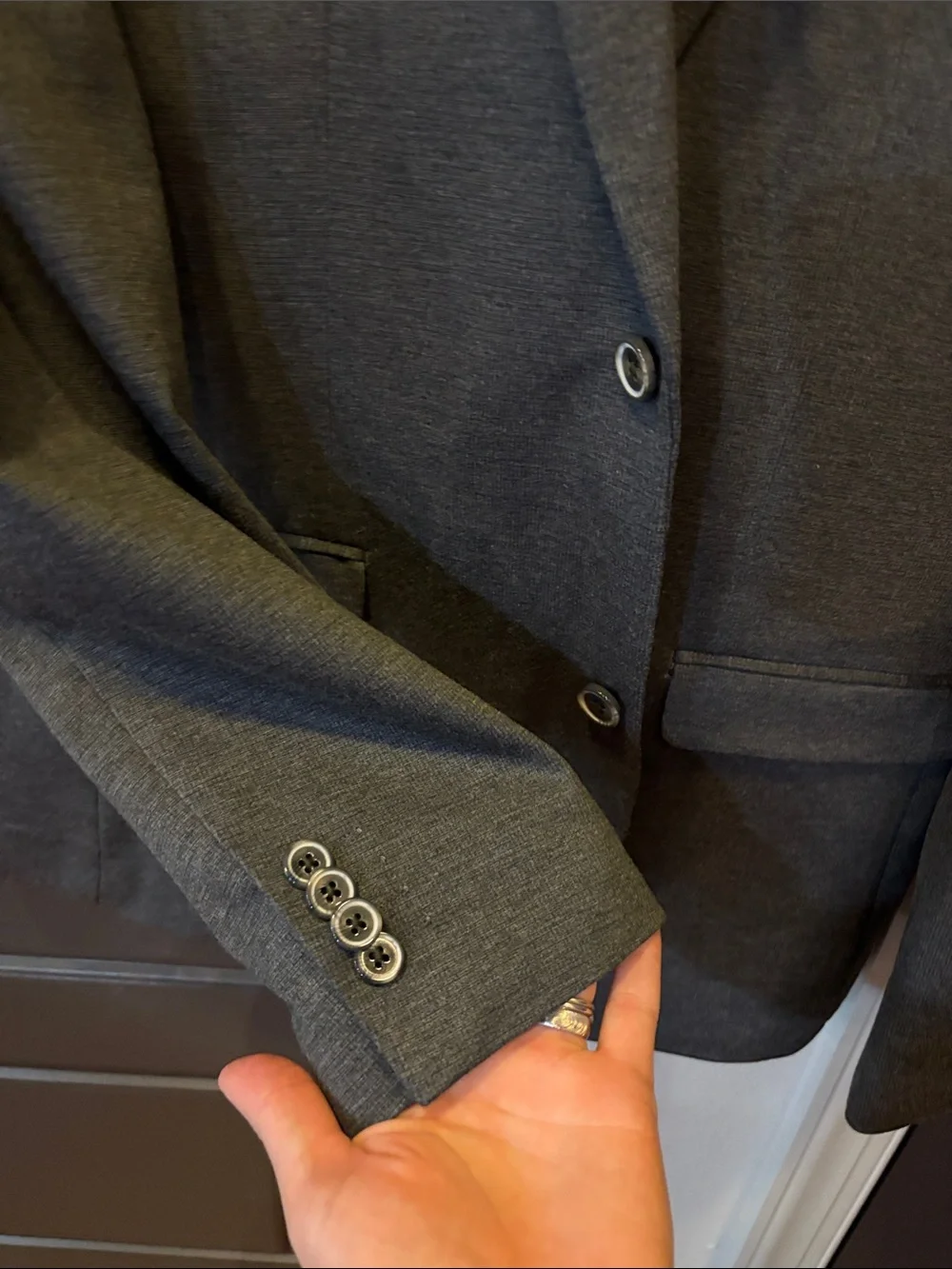 NFINITY Men's Charcoal Gray Two-Button Blazer